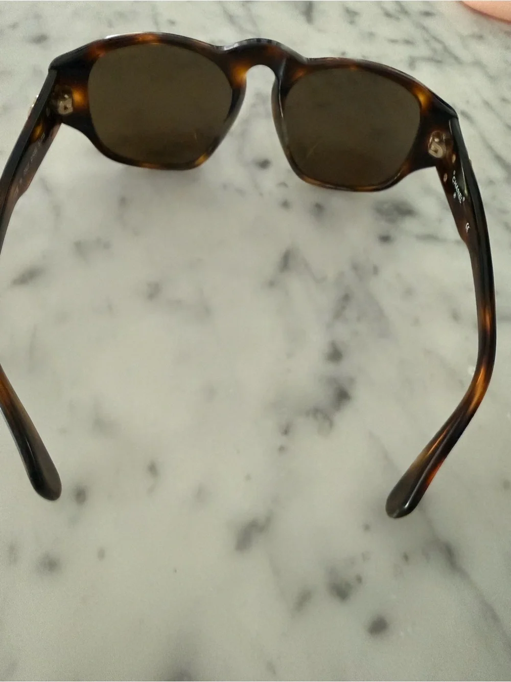 Vintage CHANEL Brown Tortoiseshell Sunglasses with Quilted Black CC Case